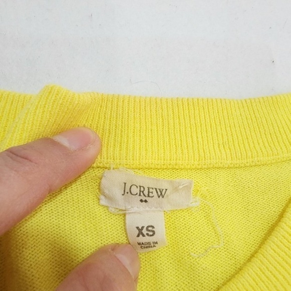 J.Crew Jackie Cardigan Sweater Bright Yellow XS Button Front Classic Knit - Picture 2 of 7